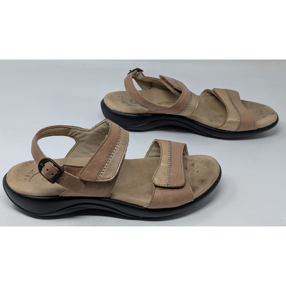SAS Nudu Strappy Leather Slingback Comfort Sandals Womens Shoes Size 8 M Beige